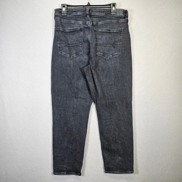 American Eagle Strigid Mom Jeans Size 12 Short Black Wash High Rise Relaxed - Picture 2 of 7